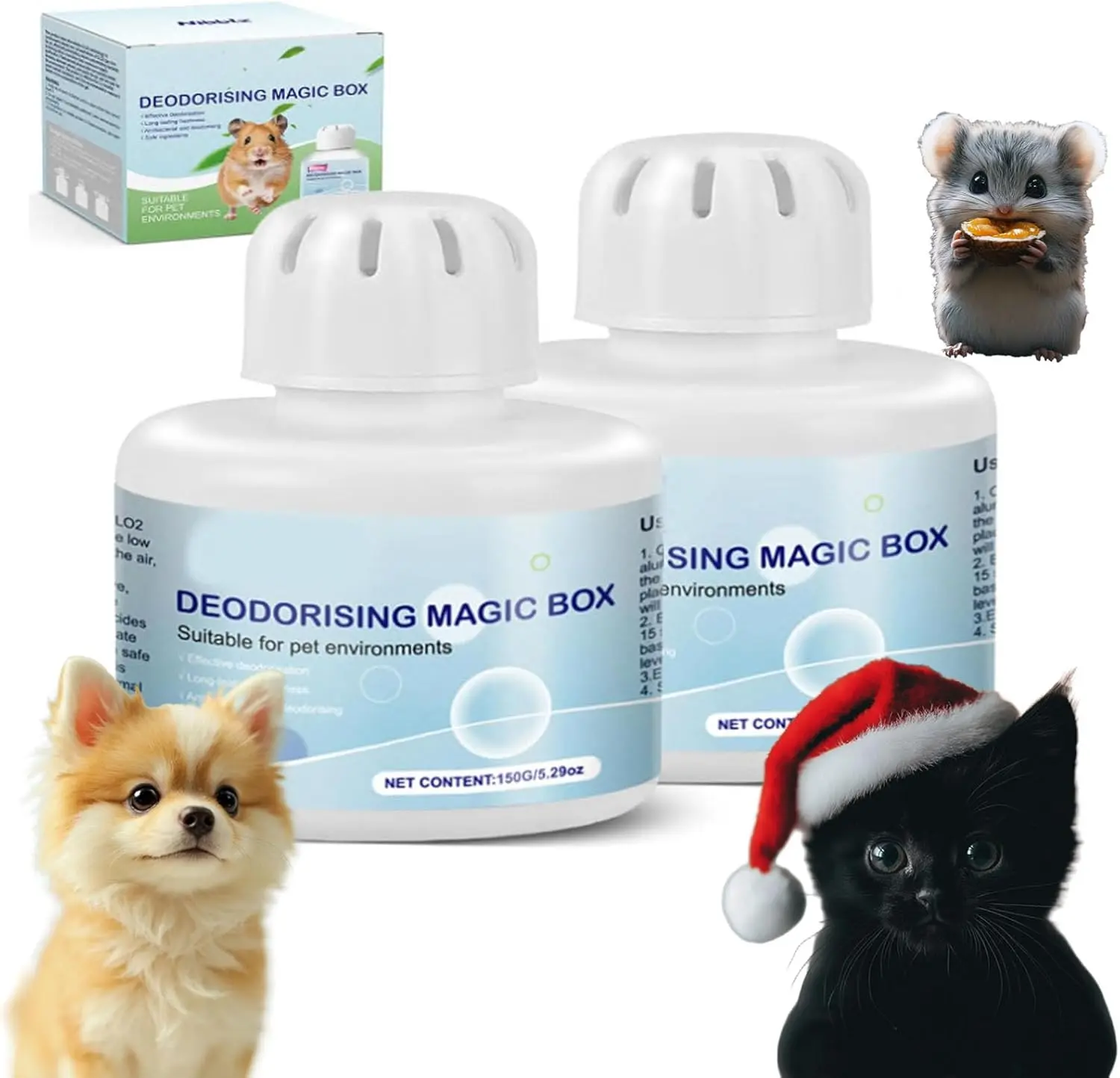 Pet Odor Eliminator Gel Fragrance Set - 10 Oz (Pack of 2) Compact Container Home Fragrance Aroma Fresh Home & Car Supplies, Long-Lasting Natural Deodorizer for Cat Litter Box Strong Smells