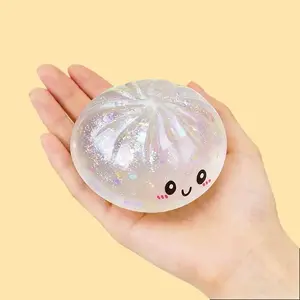 2026 Upgrade Glitter Dumpling Squishy Box,Dumplings Sensory Squeeze Toy for Stress Relief,Anxiety Relief Fidget (Transparent/White/Rainbow Colors)