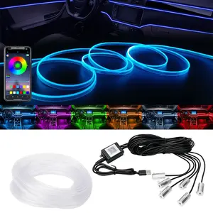 RGB Atmosphere Light, Decorative LED Strip, Gap Light, Car Fiber Optic Light, Under Dash Lighting, Romantic Mood Light, Gradient Strip, APP Controlled, USB Powered, RGB Ambient Light, Suitable for decorating car courtyard steps