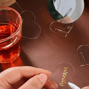 Acrylic Round Drink Cup Decorations Set, Wedding Markers, Champagne Glass Hanging Ornaments, Multifunctional Unique Gift for Anniversaries, Party Decoration Supplies