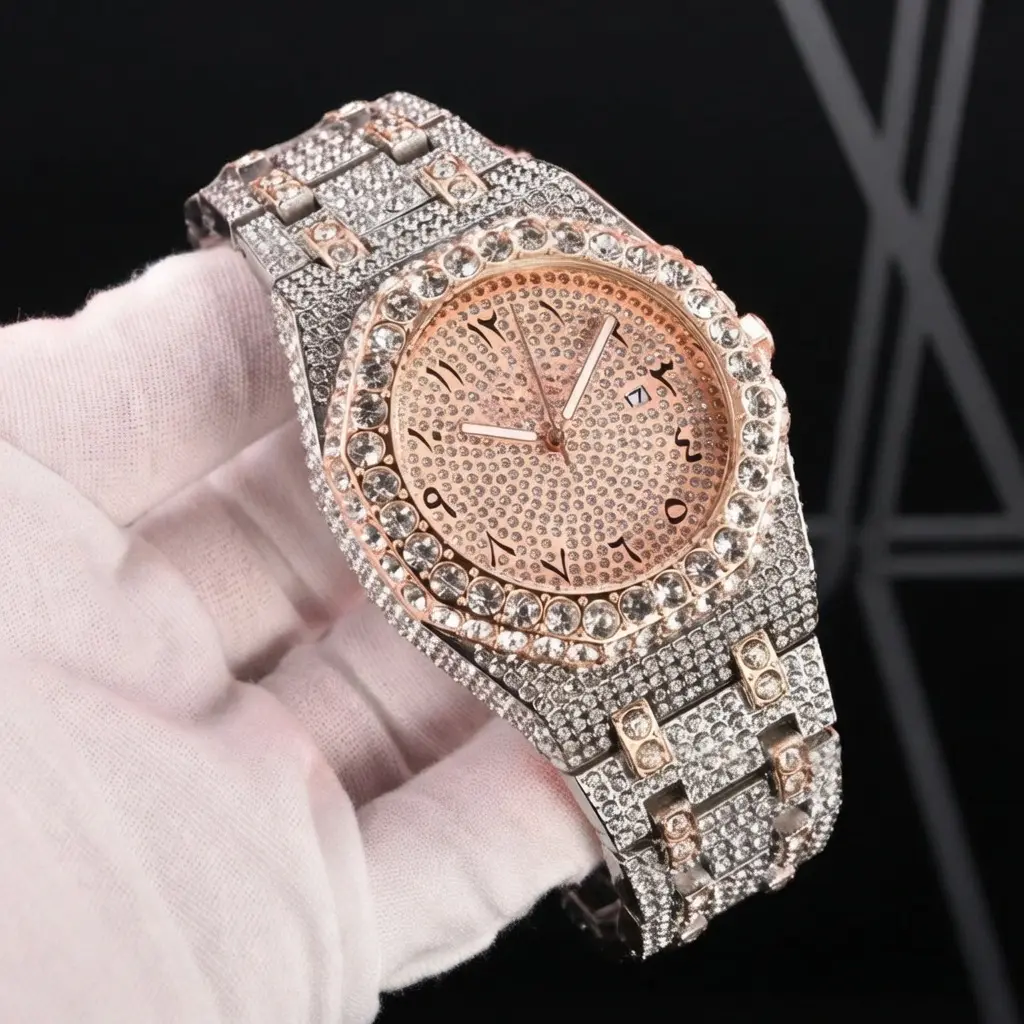 Top Selling Must Have 2026 Iced Out Wrist Watch Automatic Waterproof High Quality Bling Bling Stylish Durable Waterproof Watch For Everyday Wear And Events