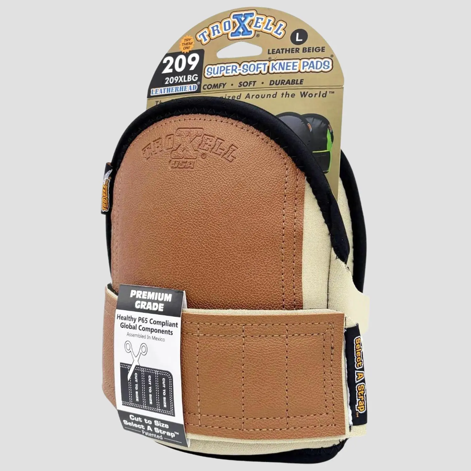TROXELL USA SuperSoft Faux Leather Cushioned Kneepads - Large Size, Pair Pack | Professional Safety Gear for Tile/Construction Work