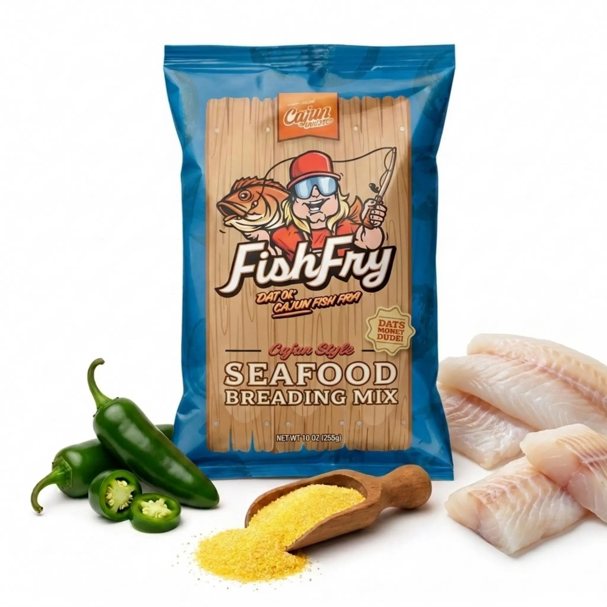 Cajun Style 2-Step Breading Mix, 10 oz (283g) Bold Hot Spicy Seasoning - Fish Fry, Seafood Baking Mix, Crunchy Cooking Staple for Cupboard Essentials, US-Bagged