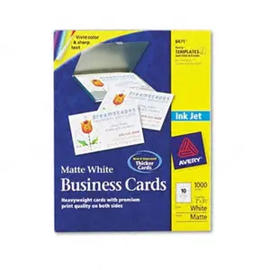 Avery  Inkjet Matte Business Cards 2 x 3-1/2 White 10 per Sheet 1 000 Cards per Box