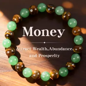 Money Manifestation & Attraction Bracelet – Wealth, Luck, Party Style, Anxiety Soothing | Tiger’s Eye Aventurine Green Agate Citrine Hematite Malachite Rutilated Quartz Apatite Amethyst Moonstone Gemstone Jewelry Gift for Unisex Turquoise Beaded