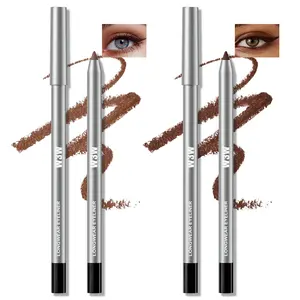Eyeliner Pencil Duo in Plum & Chocolate, Longwear Waterproof Gel Formula for Flawless Lines, Smudge-Proof Cosmetic with Sharpener