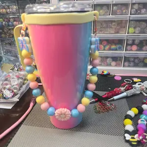 Beaded Tumbler Handle - Colorful Bead Design for Your Tumbler Needs