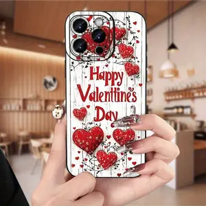 Valentine's Day heart pattern, drop-proof and non-slip TPU full-coverage lens phone case, compatible with iPhone 17, 16, 15, 14, 13, 12, 11, XS, X, Samsung and other models. Makes a great gift for friends or family.