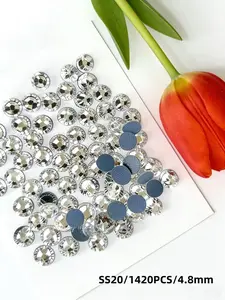 Hotfix Rhinestones Flat Back Glass Gems 1420pcs/280pcs Ss6-Ss30 2.0-6.0mm Round Crystal Nail Art DIY Bag Clothes Shoes Sparkly Rhinestone Nail Art Supplies