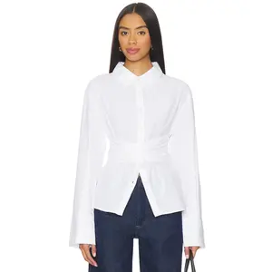 SNDYS Teigan Cinched Button Shirt in White
