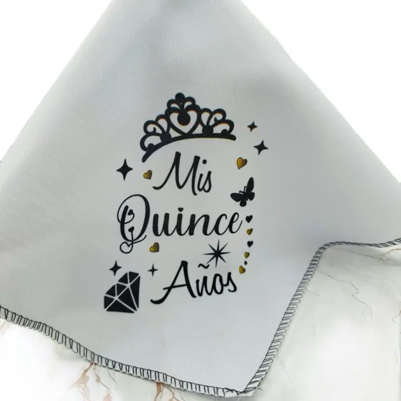 12pcs 100% Polyester Square Tableware Napkins - 10x10 inches, Quinceanera Party Souvenirs Favors