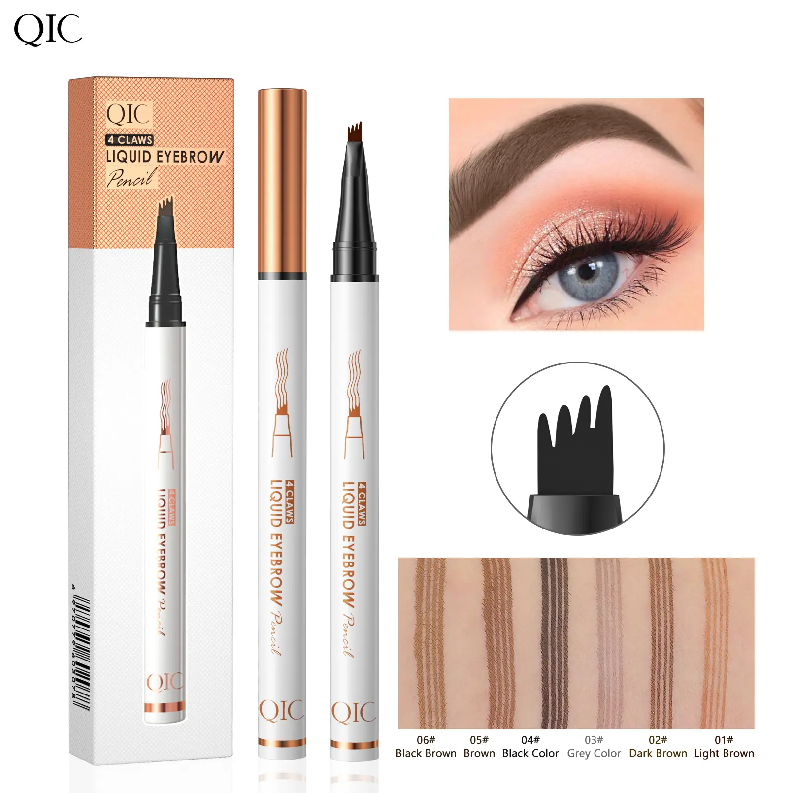 OIC hour [Waterproof] Micro Fork Eyebrow Pen, Liquid Brown micro-fork Tip clear Brow Makeup Tool, 24H Long-Lasting Smudge-Proof thickener Eyebrow Pen, Creates Natural Thin Hair-Like wild refy Brow cover Strokes, Summer Daily color choice festival makeup