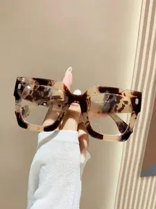 Simple Anti-blue Light Eyeglasses for Everyday Use, All Seasons Square Frame Fashion Eyeglasses, Casual Matching Travel Accessories, Stylish Square Frames, Leopard Pattern Eyeglasses