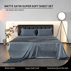 3pc/4pc Satin Sheets Set Luxury Soft Satin Bedding Set with Deep Pocket, Luxury porosity Satin Queen Size Sheet Set (1 Flat Sheet+1 Fitted Sheet+1/2 Pillowcases) Wrinkle-Free,Ultra Breathable and Smooth， Soft Satin Bed Sheet Set , Fits Up To 14" Mattress