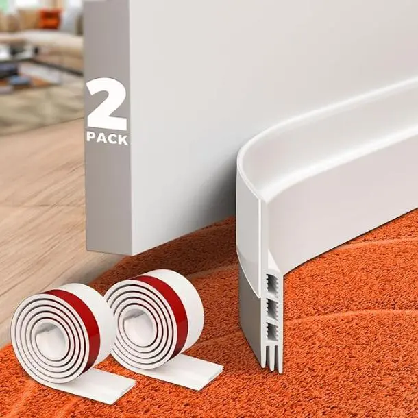 2 Pack Door Draft Stopper Sheets, Rolls & Strips - Strong Adhesive, White, Ideal for Weather Stripping, Noise Reduction, and Door Blocker Insulators, Interior Doors