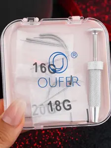 OUFER 12Pcs Body-Safe Piercing Jewelry, 16G-18G-20G Durable Stainless Steel Piercing Accessory Case