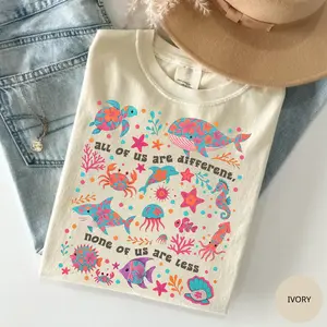 Comfort Colors Autism Inclusion TShirt, All of Us Are Different Neurodivergent TShirt, Ocean Lover Summer Special Education Teacher Tee, Cute Crewneck