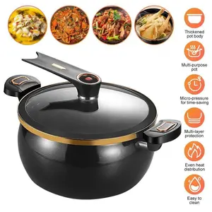 Micro Pressure Cooker 8.45Qt Nonstick Cooking Pot Fast Cooking Kitchen Cookware with Safety Valve Glass Lid for Gas Stovetop Kitchenware