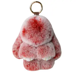 Handmade Plush Rabbit Keychain for Girls and Kids Anxiety Relief Cute Adorable Bunny Real Fur Pendant Keyring