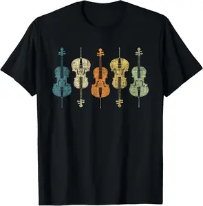 100% Cotton Retro Vintage Cello Player Cellist Musician Classical Music T-Shirt