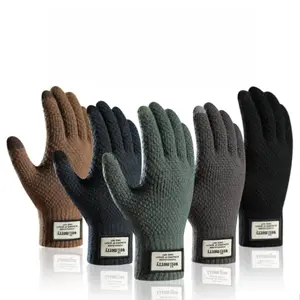 Autumn and Winter Large-Size Men's and Women's Fleece and Thickened Jacquard Warm Woolen Touch Screen Gloves