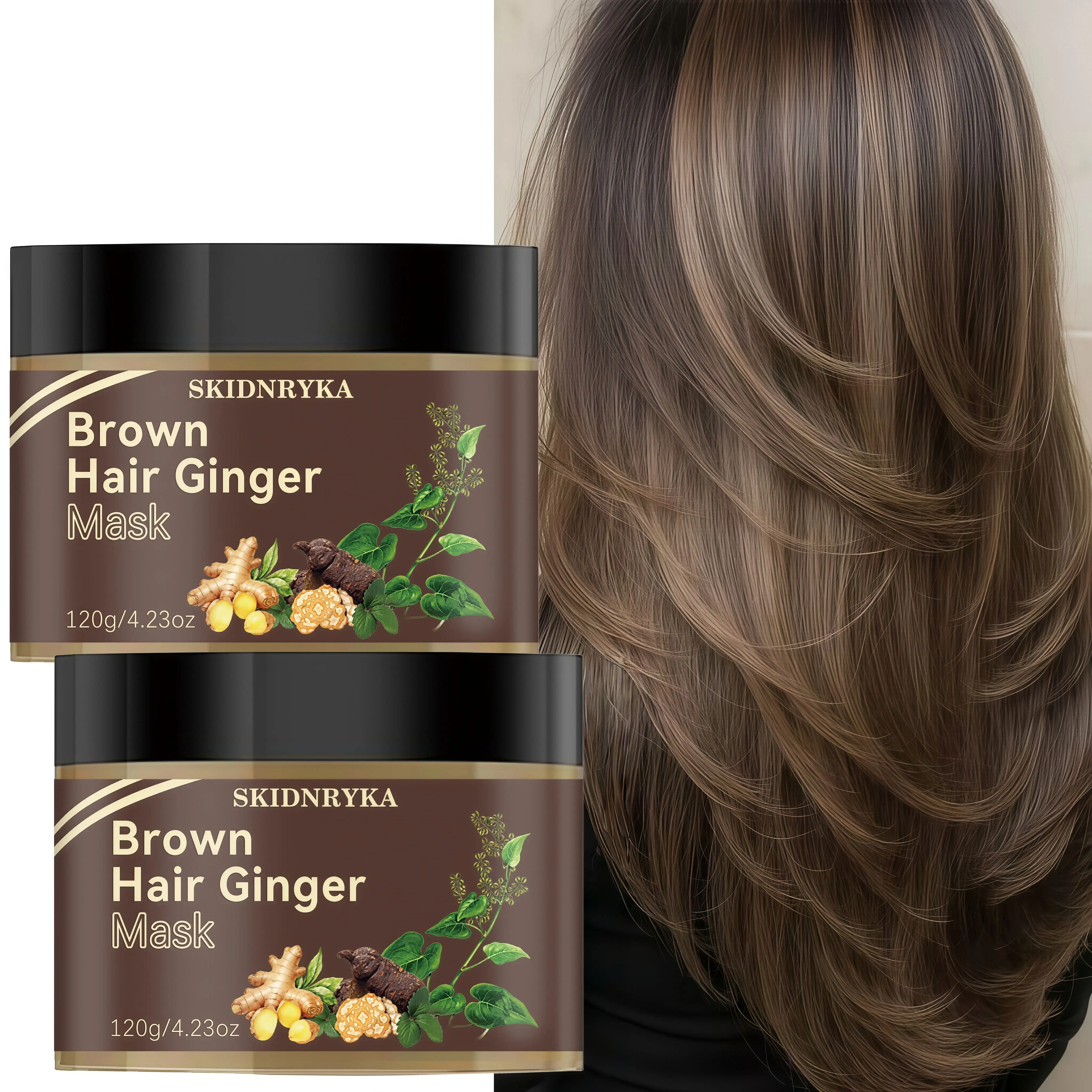He Shou Wu Ginger Hair Mask Conditioner, Compact with Pouch, Deeply Nourishes Strands, Repairs Dry Locks, Gentle Non-Irritating, Unisex Damaged Hair Fix for Daily & Travel Use, Holiday Gift