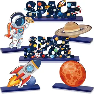 Space Themed Layered Tray Decoration, Astronaut & Rocket & Planet Design Desktop Ornament, Space Party Decoration, Home Decor, Modern Home Decoration