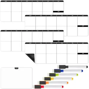 - 4" x 12" Dry Erase  Weekly Planner for Fridge, 11 count, 4X Weekly Chore Chart, 6X Colorful Whiteboard Markers and 6" x 4"  Whiteboard Note