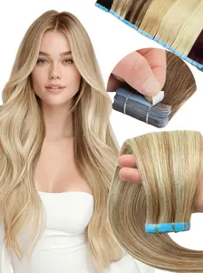 20pcs/Pack Natural Human Hair Tape In Hair Extensions European Remy Hair - Straight Looking Invisible Tape Ins Hair Extensions for, Volume & Length, Scalp Compatible