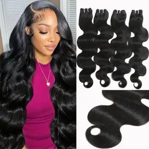Karlami 100% Virgin Human Hair Body Wave Bundles 12A Straight Hair Bundles 3/4 Bundles Deep Wave Burmese Curly Bundles with 5x5 Closure Human Hair Bundles for Women Natural Black