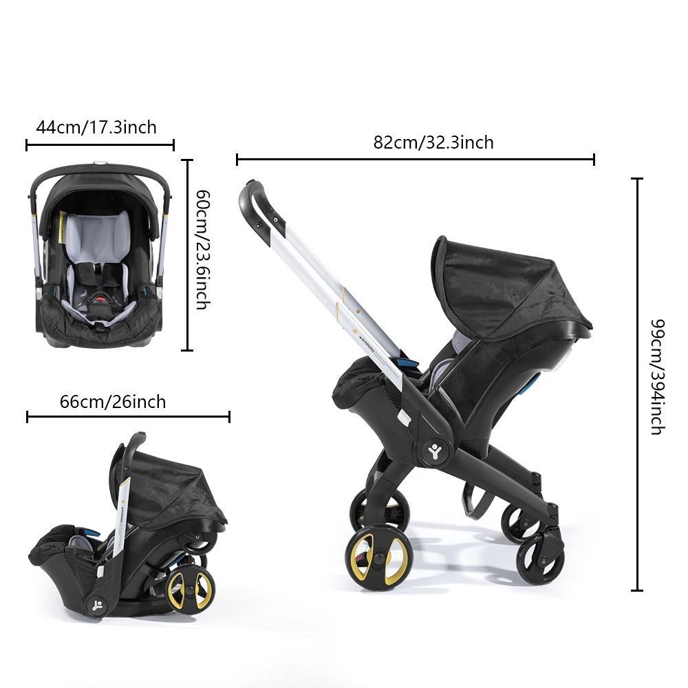 Summervibes BRODARK 3-in-1 High-Landscape Baby Stroller, Multi-Functional Collapsible Lightweight Travel Stroller with Adjustable Bassinet for Outdoor & Mall Use, Collapsible Stroller,Adjustable Baby Cradle Stroller Basket,Convertible Reversible Stroller