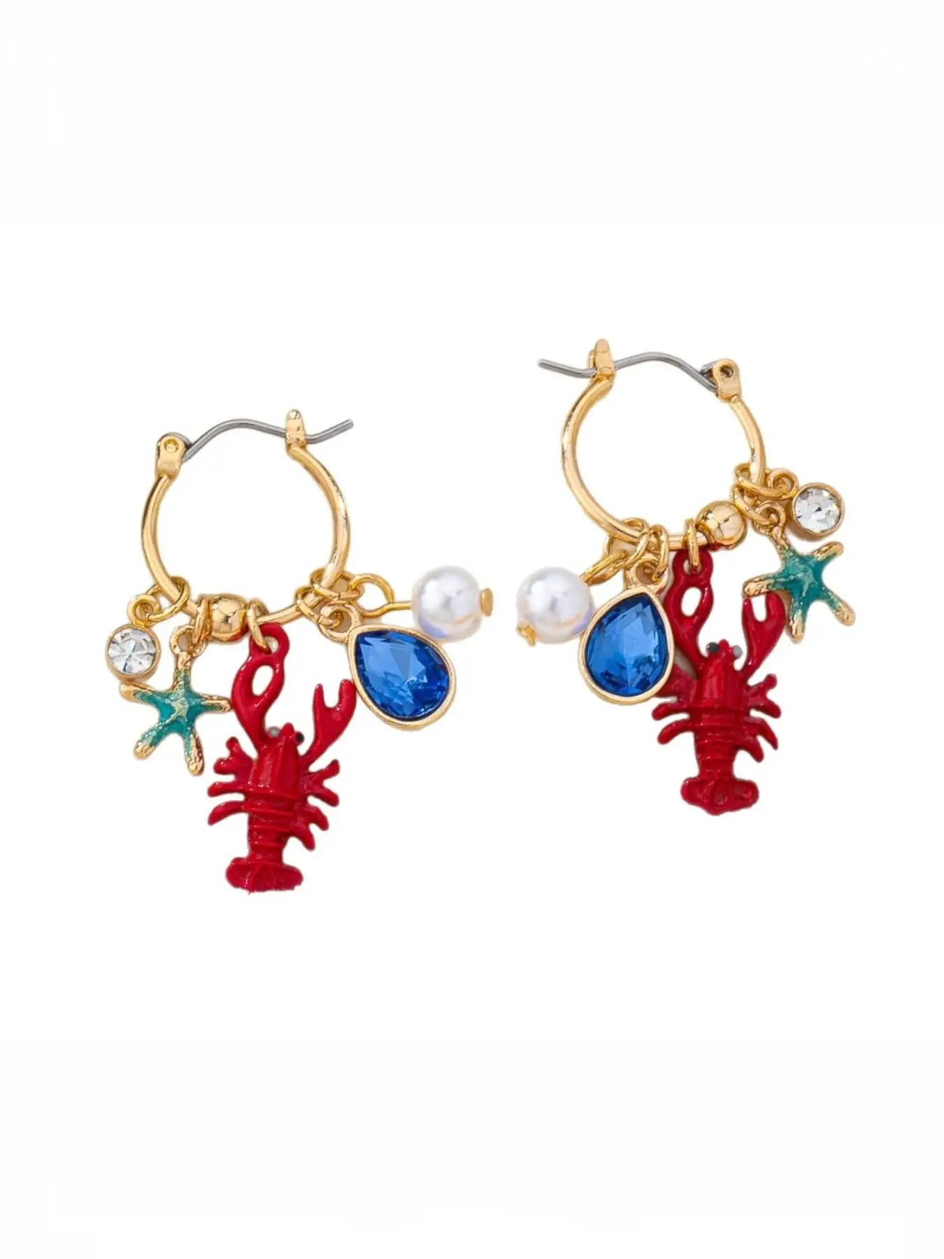 Cute Lobster Starfish Ocean Fashion Jewelry Earrings | Summer Beach Drop Earrings for Women & Girls Beachy Earrings