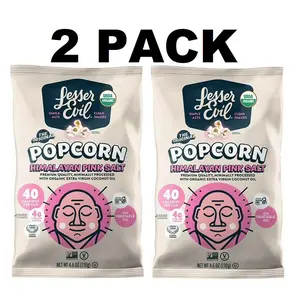 LesserEvil Organic Popcorn Himalayan Pink Salt 4.6 oz Pack of 2 USDA Organic Snack with 40 Calories per Serving Flavor