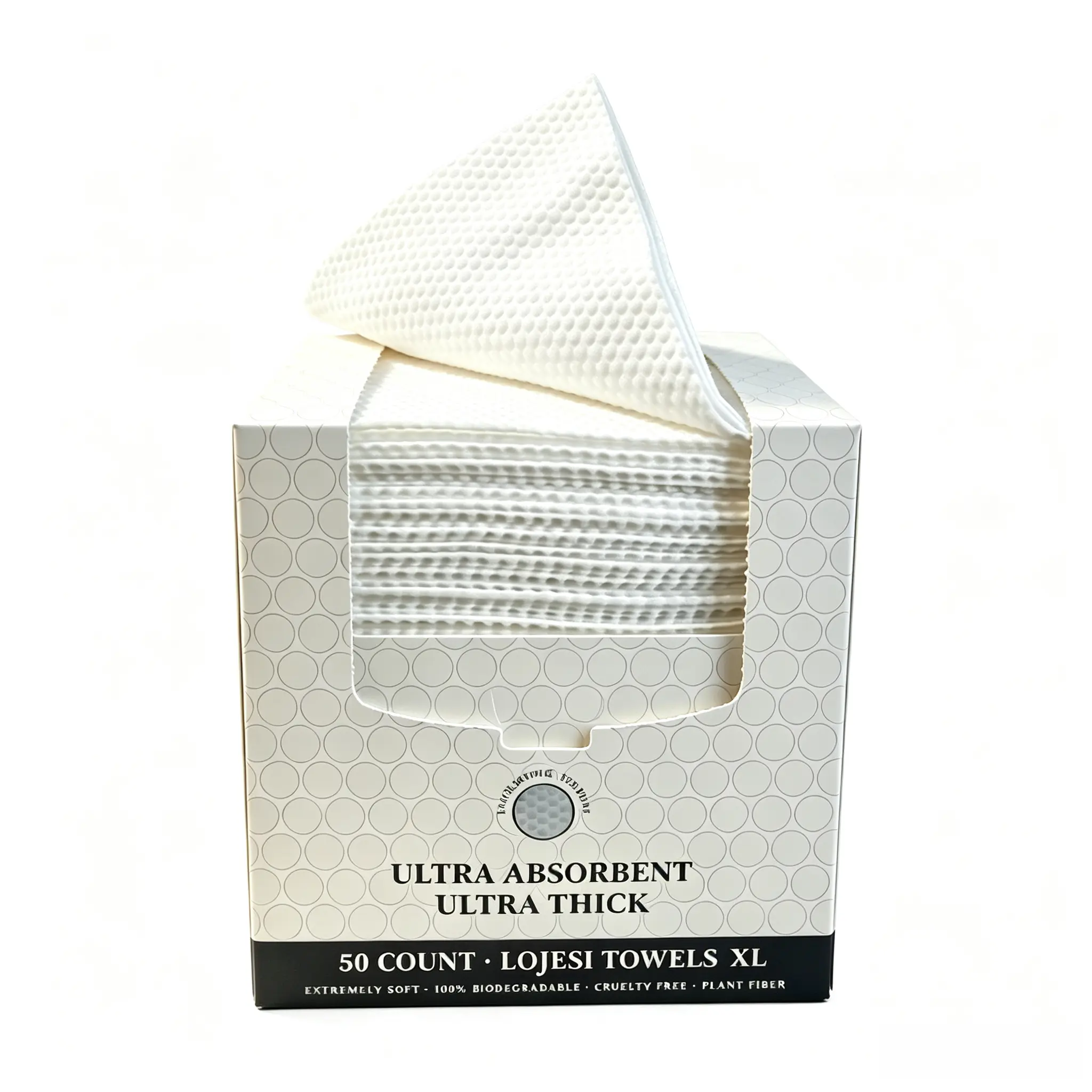 LOJESI 90G High Density Pearl Texture Disposable Facial Cloths, Lint-Free Extra Thick XL Face Cleansing Cloths, Biodegradable Plant Fiber, Ultra Absorbent, Tear Resistant, Suitable for Sensitive Skin, Daily Skincare, Makeup Removal & Household Cleaning