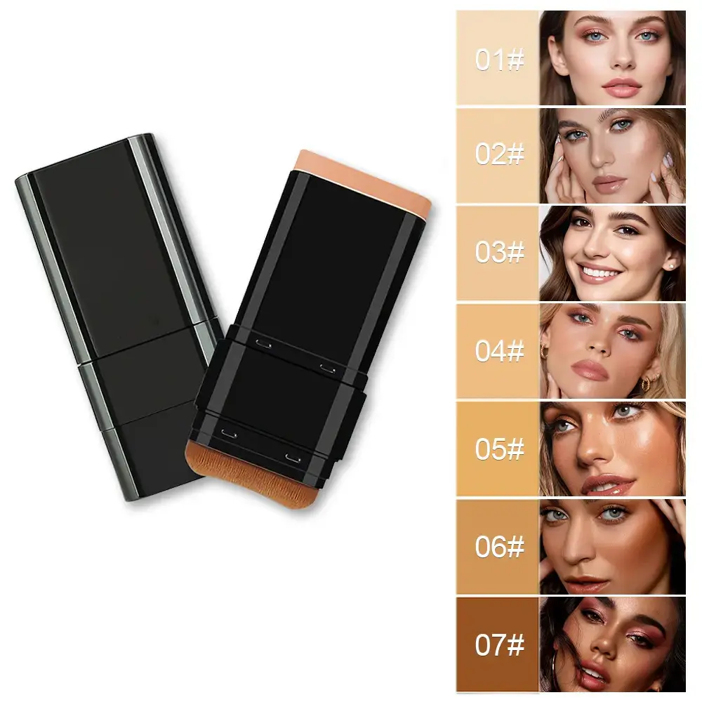 5-color Dual -Ended Concealer Foundation Stick, 2-in-1 Long-Lasting Foundation and Concealer with Brush, Creamy Full Coverage for Dark Circles & Blemishes,  2.09 Oz