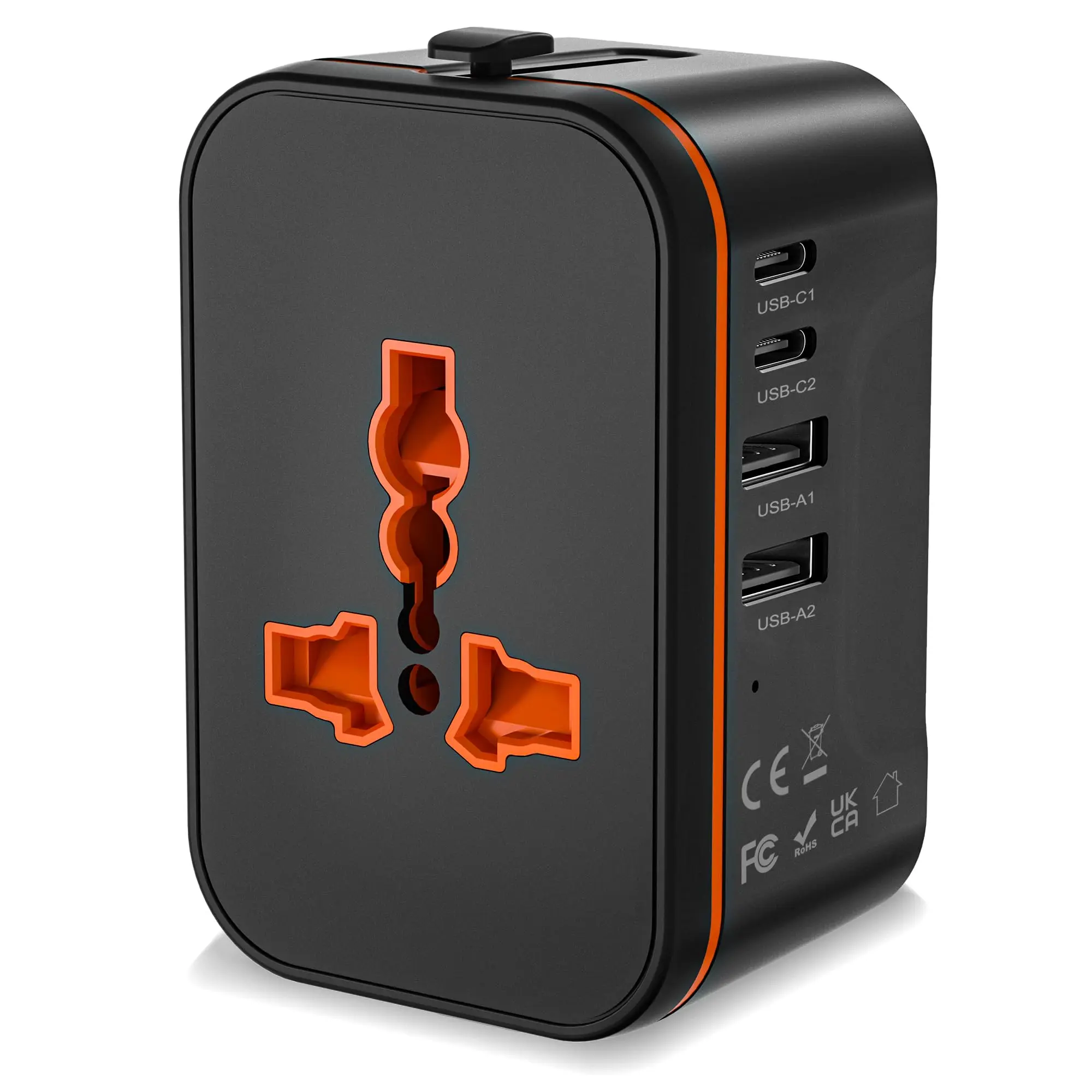 Universal Travel Adapter with 2 USBC and 2 USB A Ports, Usb Outlets, Multiple Plug Outlet, Power Plug Adapter, International Travel Plug Adapter All in One Charger for EU US UK AUS Socket Adapters USB Multi Plug International Plug Adaptor
