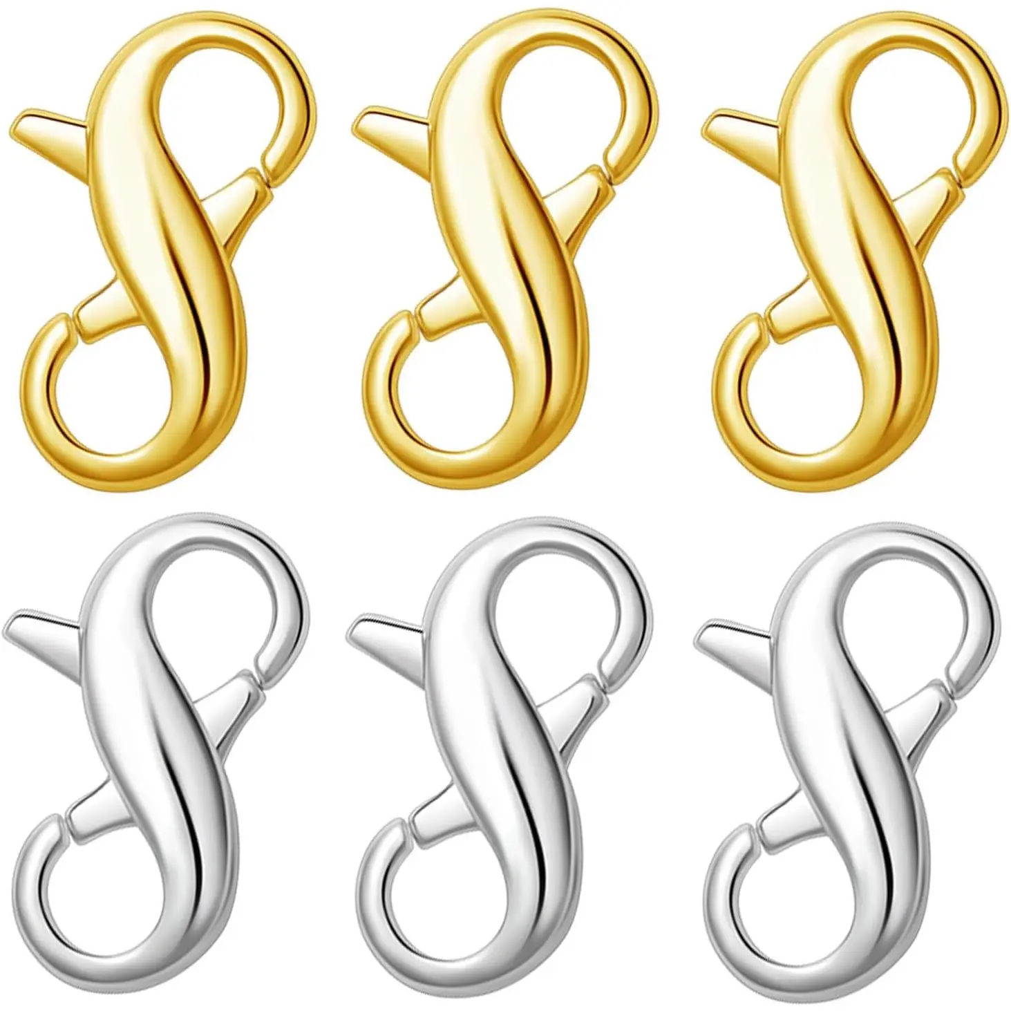 6pcs Elegant Golden Stainless Steel Lobster Clasps - Crafted with Precision, Secure DIY Jewelry Making & Beading Making Supplies for Bracelet Extenders, Connectors