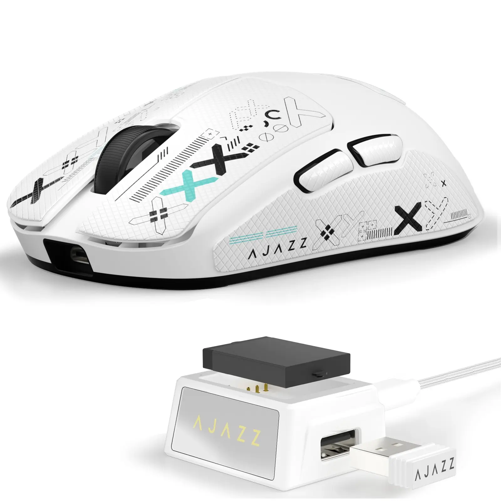 AJ159V2MC Wireless Gaming Mouse, Swappable Dual Battery,Tri-Mode 2.4G/Bluetooth/Wired, 54g Lightweight Computer Mouse,Up to 24000DPI,PAW3311 Sensor,Ergonomic FPS Gaming Mouse for PC/Mac, Microswitches