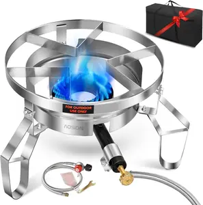 200,000/BTU Stainless Steel Single Burner Propane Stove,Heavy Duty Outdoor Propane Burner Gas Stove Cooker,High-Pressure Outdoor Burner for Cooking for Turkey Fryer,Crawfish Boil,Home Brewing.