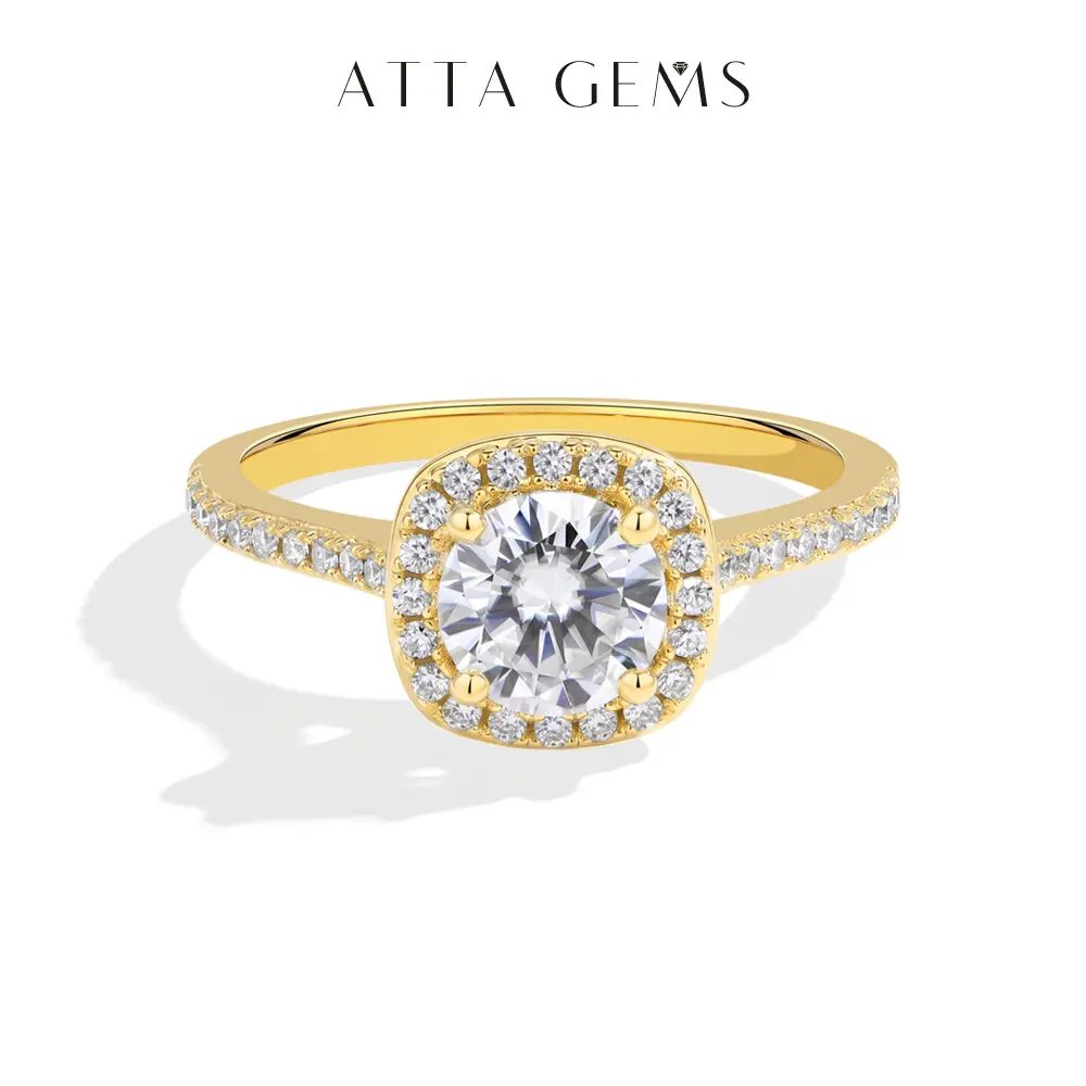 ATTAGEMS Classic Solitaire Ring for Women, Single Stone 0.5-1CT Round Cut Moissanite in 925 Sterling Silver, Engagement Wedding Gift, Beautiful Rings, Female