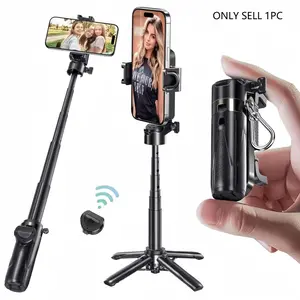 Portable Selfie Stick Tripod Stand with Wireless Remote Control, Extendable & Adjustable Phone Holder Compatible with iPhone Android Travel Friendly, Travel Gadgets, Selfie Accessories, Smartphone Camera Accessories