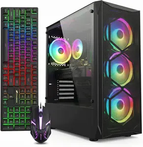 STGAubron Gaming PC Desktop Computer, Intel Core i7 up to 3.9GHz, Radeon RX 580 8G, 16G RAM, 512G SSD, WiFi 6, BT 5.0, RGB Fan x4, Windows 11 Home