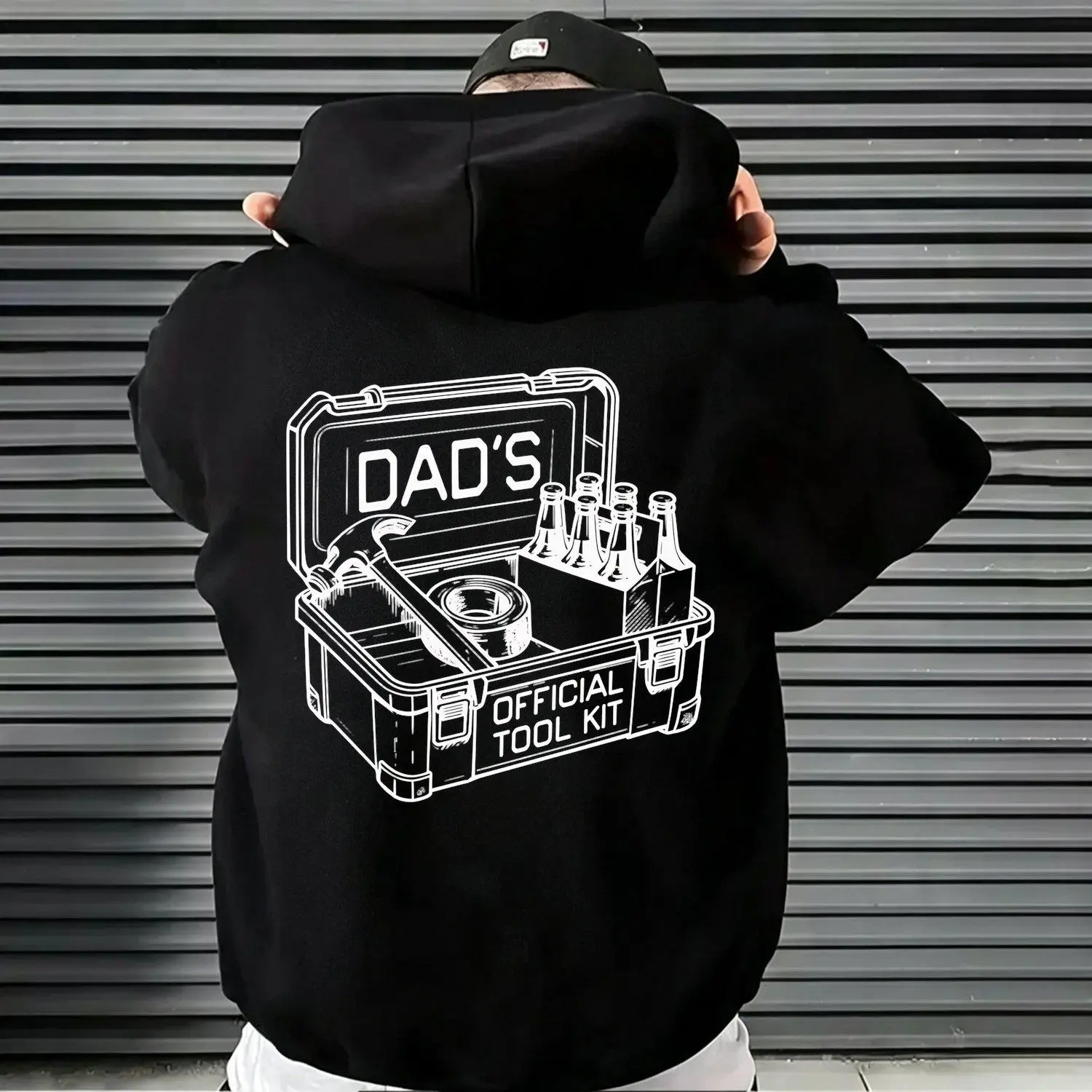 Mens Hoodie Dad’s Official Toolkit Funny Dad Humor Graphic Gift for Fathers and Husbands Casual Pullover Sweatshirt with Witty Fathers Day Design