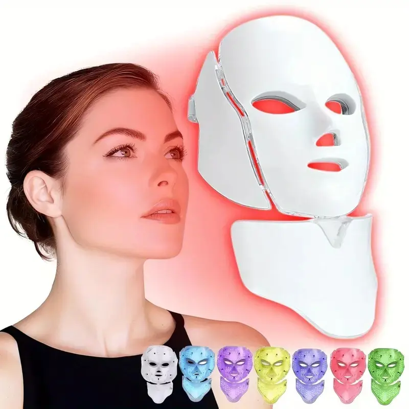 With blue red 7 color LED facial mask, home edition facial care, beauty plug-in LED mask for young add luster, skin care solutions, Led Face Mask