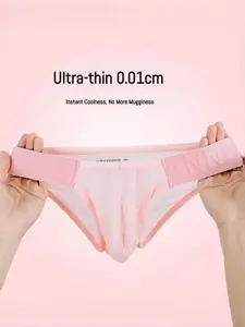 1pcs Men's Ice Silk Mesh Underwear, Ultra-Thin Low Waist Sexy High-Cut Triangle Briefs, Plain Pattern, Fitted Design, All Seasons