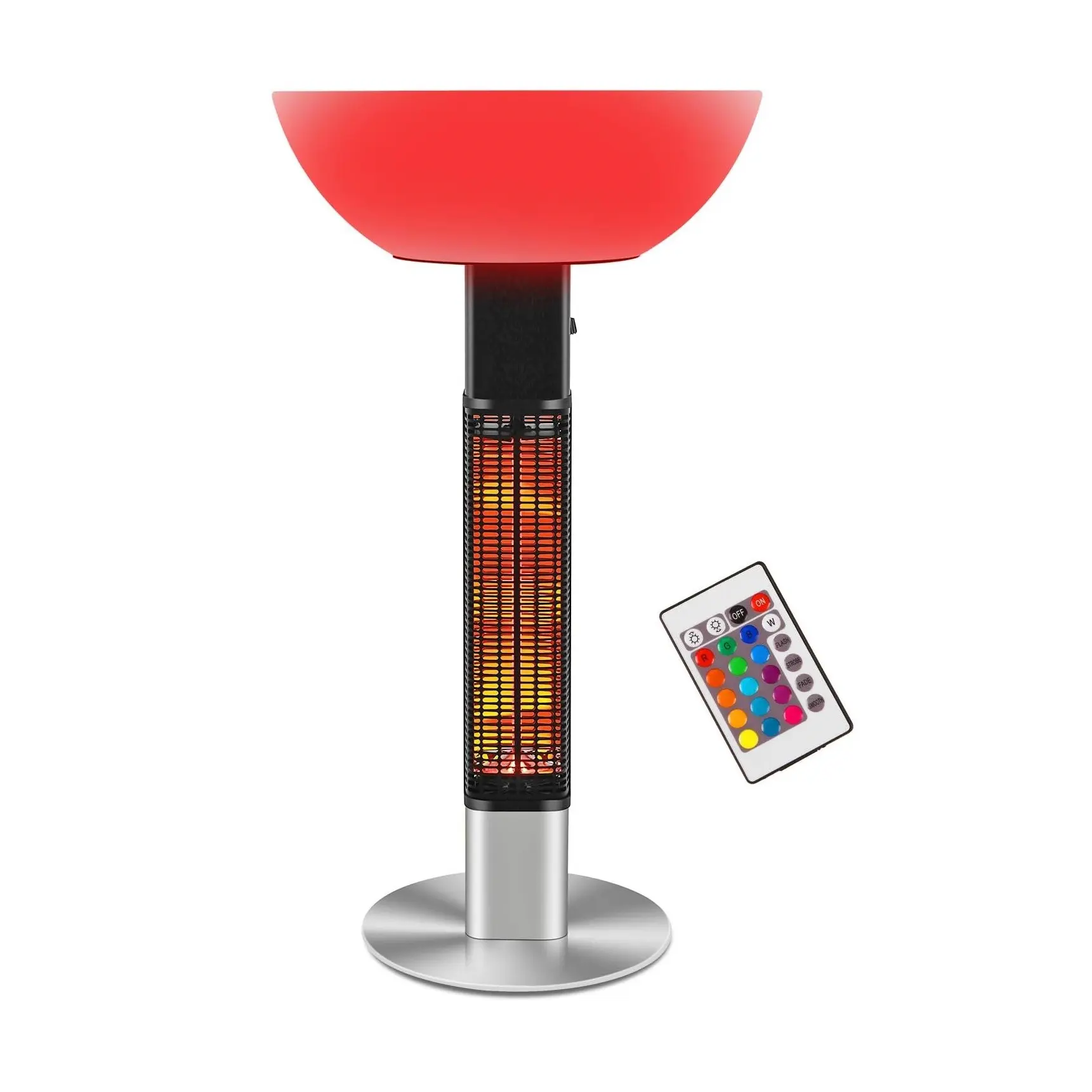 1500W Outdoor Electric Infrared Patio Heater, Freestanding Infrared Heater with Adjustable LED Light，Remote Control, Waterproof and Tip Over Protection for Patio,Lawn and Garden Heavy Duty Firepit Fire Pit Chair