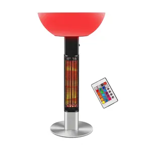 1500W Outdoor Electric Infrared Patio Heater, Freestanding Infrared Heater with Adjustable LED Light，Remote Control, Waterproof and Tip Over Protection for Patio,Lawn and Garden