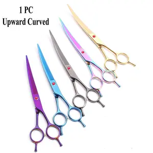 1PC 7.0 Inch Pet Grooming Scissors, Up-ward Curved Trimming Shears, Cutting Scissors Stainless Steel Dog & Cat Hair Clippers, Professional Beauty Tools, Grooming Products