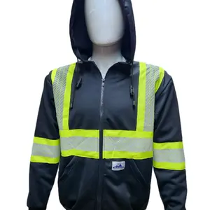 Black High Visibility Reflective Sweater with Heat transfer  reflector