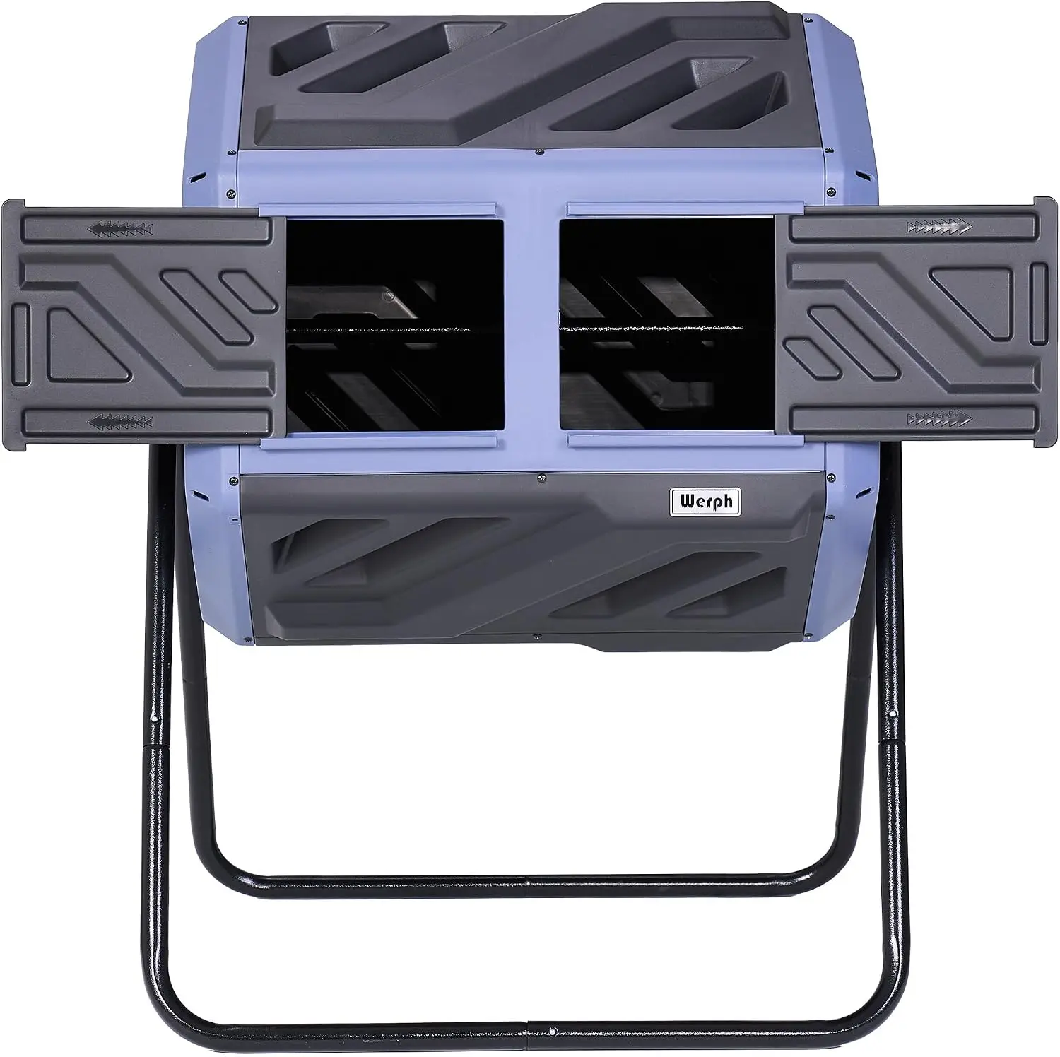 Werph 43 Gal Dual Chamber Compost Tumbler Home Care Bin, Purple & Black - Fast Assembly, Aeration System, 360° Rotating Design for Garden & Yd, Included Gloves for Hand Installation